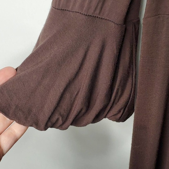 Cha Cha Vente Flounce Sleeve Blouse Brown Size Small - Picture 4 of 9